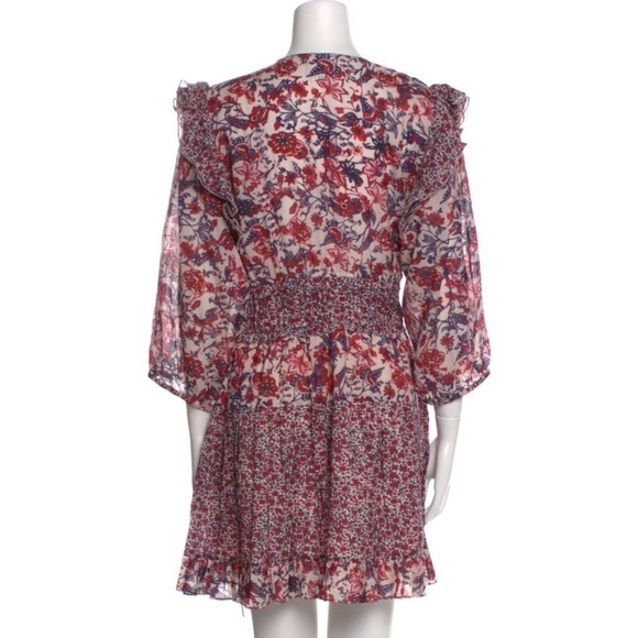 NWT SAYLOR Laci Mini Dress Pink Floral Combo Puff Sleeve Ruffle Mixed Print LRG - Picture 8 of 12